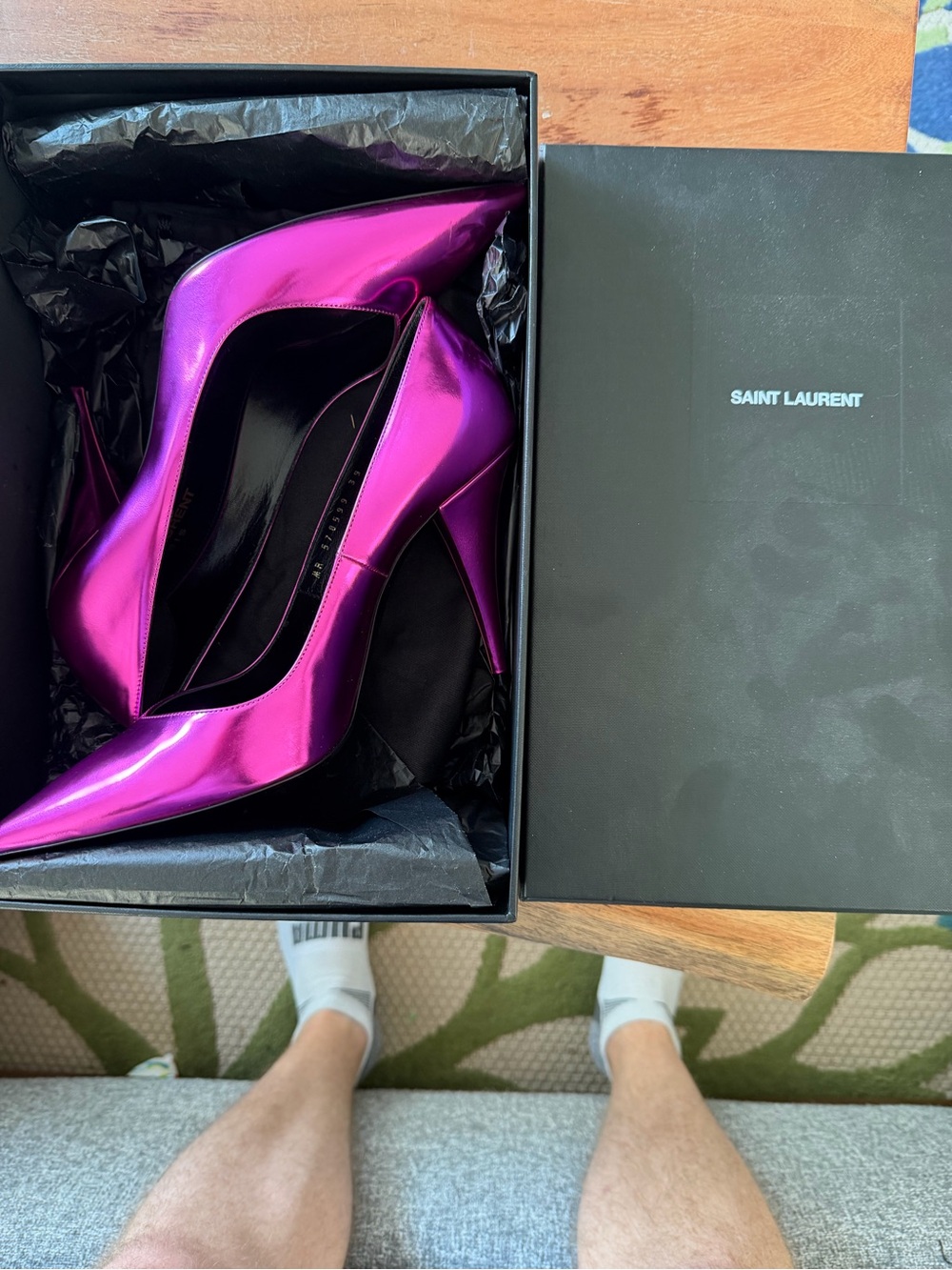 Saint Laurent Metallic Fuchsia Pointed-Toe Stilettos